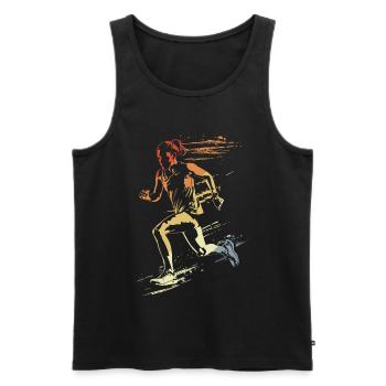 Läuferin Retro-Stil - Männer Premium Bio Tank Top - Schwarz - Vorne - AI Model Male 178 light (178cm)