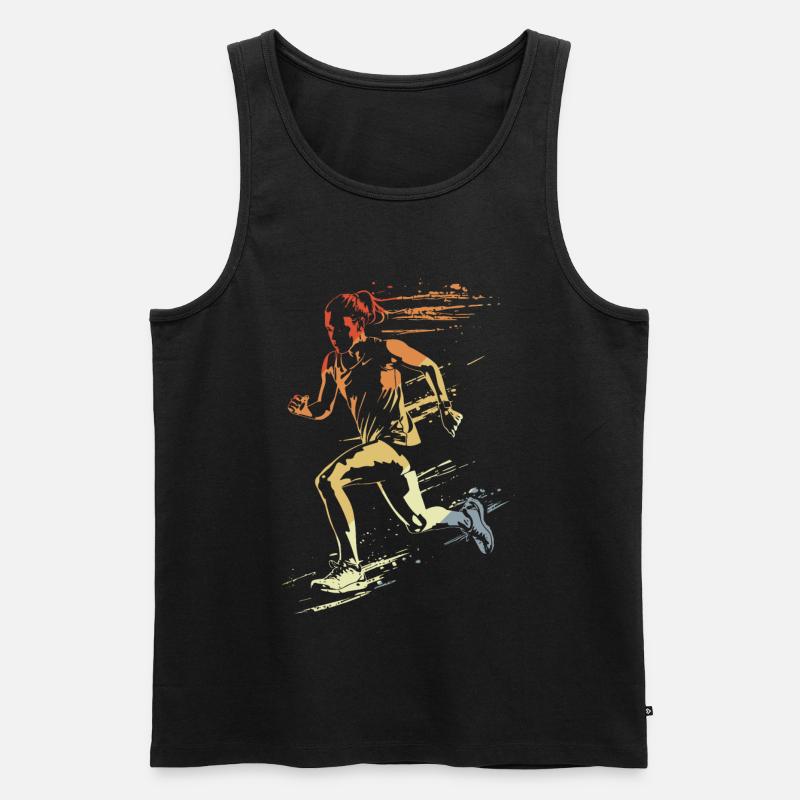 Läuferin Retro-Stil - Männer Premium Bio Tank Top - Schwarz