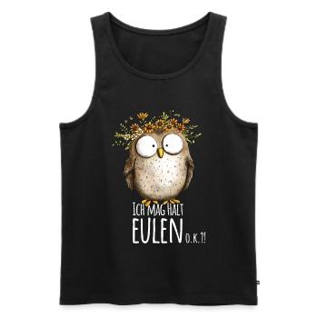 Eule mit Spruch Ich Mag Halt Eulen - Männer Premium Bio Tank Top - Schwarz - Vorne - AI Model Male 178 light (178cm)