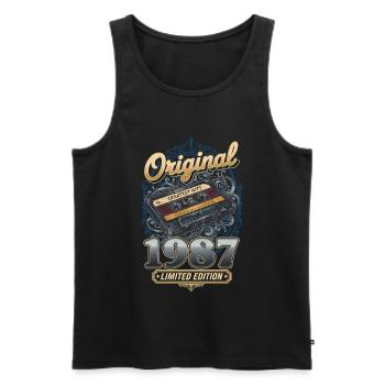 38ème Anniversaire Vintage 1987 Cassette Homme Femme - Débardeur bio Premium Homme - noir - Devant - Michal (187cm)