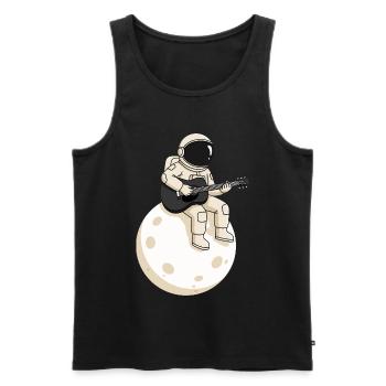 Astronaut with guitar on the moon, space music - Men's Premium Organic Tank Top - black - Front - Michal (187cm)