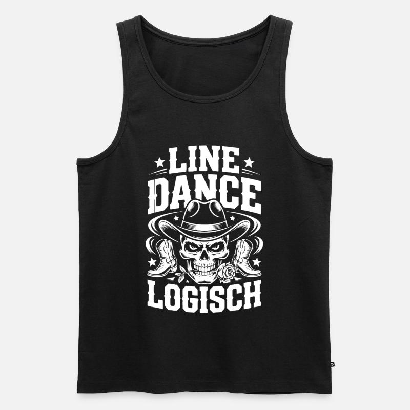 Line Dance Schädel Cowboy - Männer Premium Bio Tank Top - Schwarz