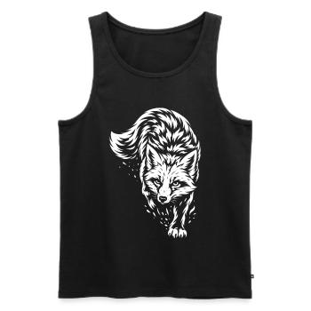 Tribal Fuchs – Wildes Waldtier Motiv - Männer Premium Bio Tank Top - Schwarz - Vorne - AI Model Male 178 light (178cm)