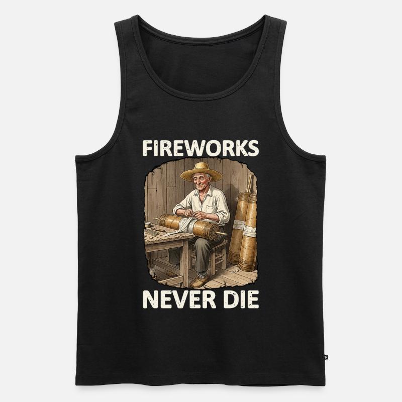 Fireworks Never Die Pyro - Männer Premium Bio Tank Top - Schwarz