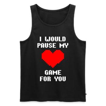 I Would Pause My Game For You Gamer-Liebe Herz - Männer Premium Bio Tank Top - Schwarz - Vorne - Michal (187cm)