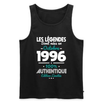 Anniversaire 30 ans - Légendes nées Octobre 1996 - Débardeur bio Premium Homme - noir - Devant - Michal (187cm)