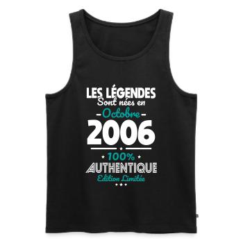 Anniversaire 20 ans - Légendes nées Octobre 2006 - Débardeur bio Premium Homme - noir - Devant - Michal (187cm)