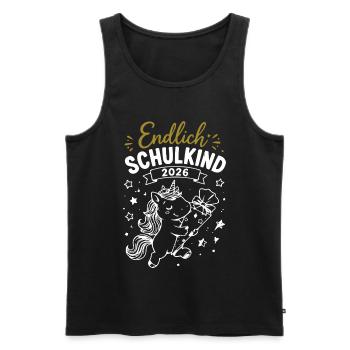 Endlich Schulkind 2026 Unicorn - Männer Premium Bio Tank Top - Schwarz - Vorne - Michal (187cm)