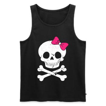 Cute skull with pink bow - Men's Premium Organic Tank Top - black - Front - Michal (187cm)