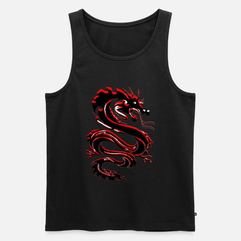 Drache, DrachenTattoo Style, Japan Drache - Männer Premium Bio Tank Top - Schwarz