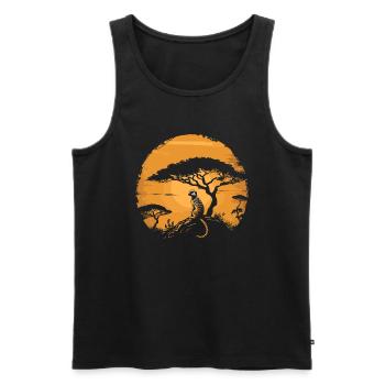 Erdmännchen Mangusten Afrika Sunset Mungo - Männer Premium Bio Tank Top - Schwarz - Vorne - AI Model Male 178 light (178cm)