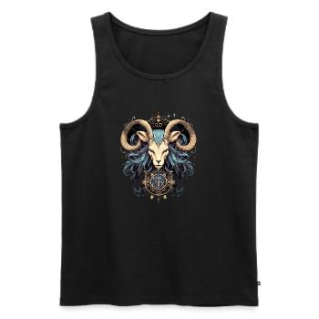 Sternzeichen Steinbock künstlerisch - Männer Premium Bio Tank Top - Schwarz - Vorne - AI Model Male 178 light (178cm)