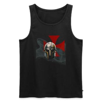 Mittelalterlicher Templerhelm - Männer Premium Bio Tank Top - Schwarz - Vorne - Michal (187cm)