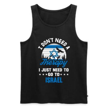 Therapy Israel Banner Flag Retro Gift - Men's Premium Organic Tank Top - black - Front - Michal (187cm)