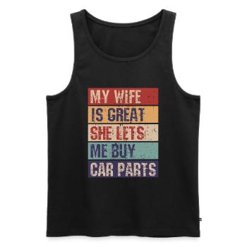 Meine Frau ist großartig, sie lässt mich Autoteile - Männer Premium Bio Tank Top - Schwarz - Vorne - AI Model Male 178 light (178cm)
