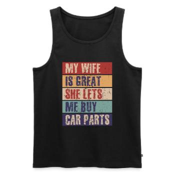 Meine Frau ist großartig, sie lässt mich Autoteile - Männer Premium Bio Tank Top - Schwarz - Vorne - AI Model Male 178 light (178cm)