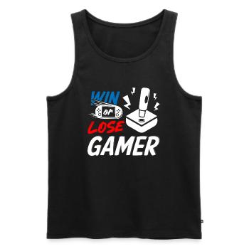 Win or Lose Gamer - Männer Premium Bio Tank Top - Schwarz - Vorne - AI Model Male 178 light (178cm)