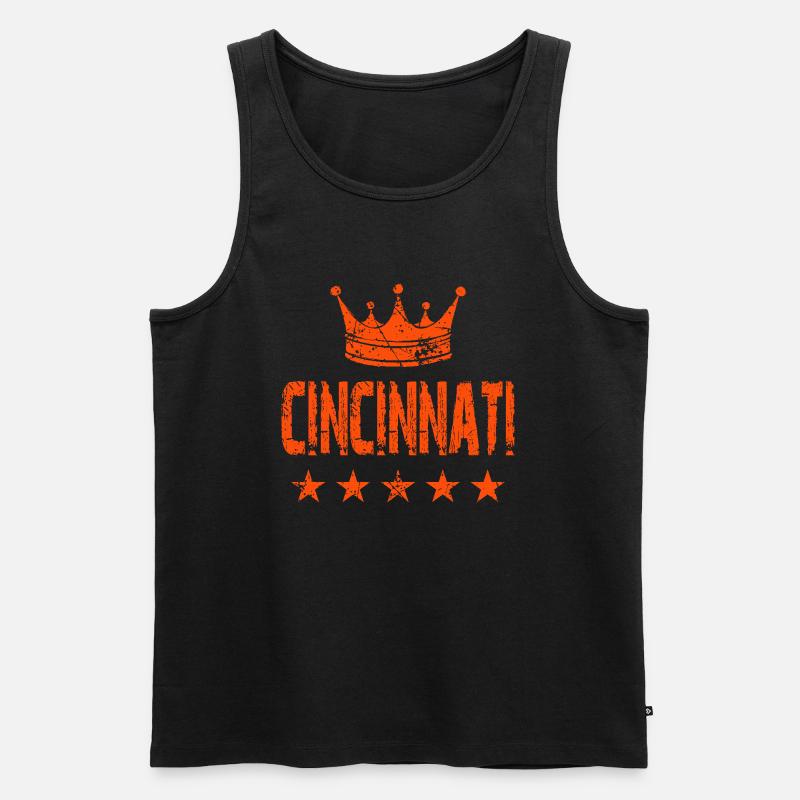 Cincinnati Krone Sterne - Männer Premium Bio Tank Top - Schwarz