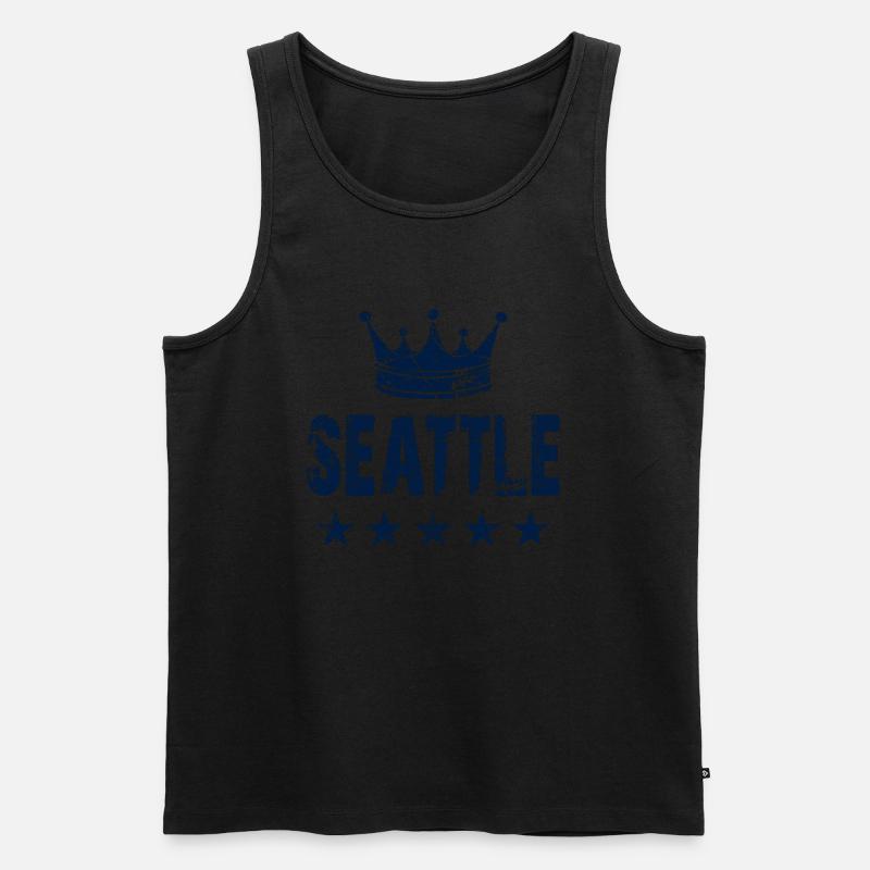 Seattle Krone Sterne - Männer Premium Bio Tank Top - Schwarz