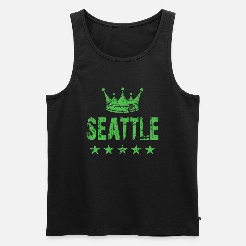 Seattle Krone Sterne - Männer Premium Bio Tank Top - Schwarz