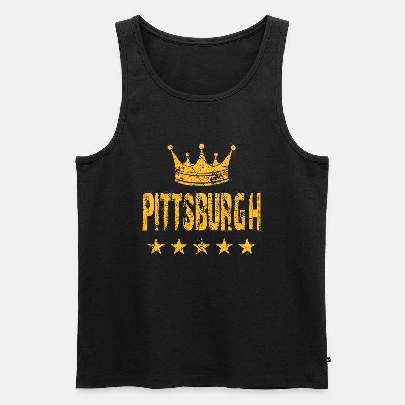 Pittsburgh Krone Sterne - Männer Premium Bio Tank Top - Schwarz