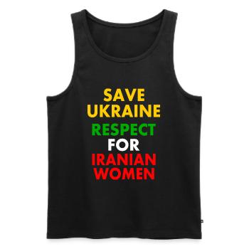 Save ukraine respect for iranian women - Männer Premium Bio Tank Top - Schwarz - Vorne - AI Model Male 178 light (178cm)
