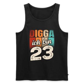 Digga Ich Bin 23 Jahre 23. Geburtstag - Männer Premium Bio Tank Top - Schwarz - Vorne - Michal (187cm)