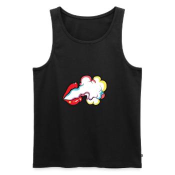 Lippen Smoke Rauch - Männer Premium Bio Tank Top - Schwarz - Vorne - AI Model Male 178 light (178cm)