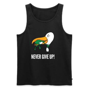 Never Give Up - Men's Premium Organic Tank Top - black - Front - Michal (187cm)