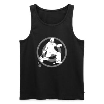 Goalie - Männer Premium Bio Tank Top - Schwarz - Vorne - AI Model Male 178 light (178cm)