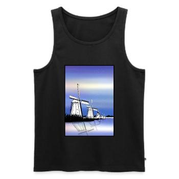 Kinderdijk Windmills - Männer Premium Bio Tank Top - Schwarz - Vorne - AI Model Male 178 light (178cm)