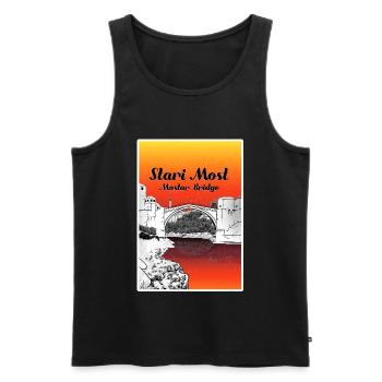 Stari Most Mostar Bridge - Men's Premium Organic Tank Top - black - Front - AI Model Male 178 light (178cm)