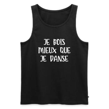 je bois mieux que je danse - Débardeur bio Premium Homme - noir - Devant - Michal (187cm)
