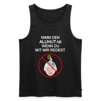 Aluhut, Verschwörung, Verschwörungstheoretiker - Männer Premium Bio Tank Top - Schwarz - Vorne - AI Model Male 178 light (178cm)