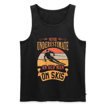 Unterschätzen Sie niemals einen alten Mann auf Skiern Lustiger Skifahrer - Männer Premium Bio Tank Top - Schwarz - Vorne - AI Model Male 178 light (178cm)