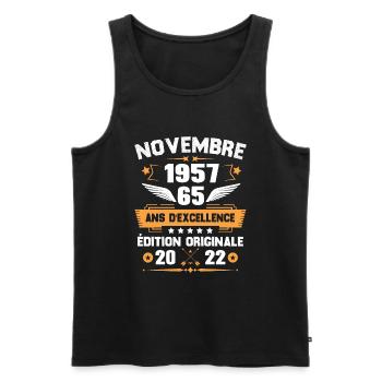 Novembre 1957 Idée Cadeau D'anniversaire 65 Ans - Débardeur bio Premium Homme - noir - Devant - Michal (187cm)