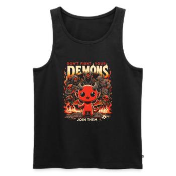Ne combats pas tes démons - Débardeur bio Premium Homme - noir - Devant - AI Model Male 178 light (178cm)