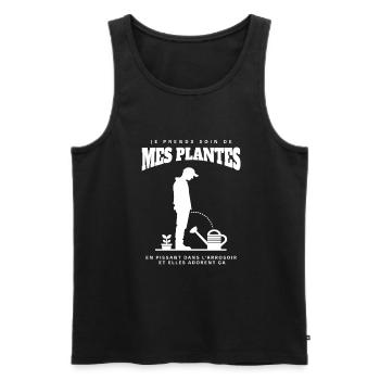 Je prends soin de mes plantes - Débardeur bio Premium Homme - noir - Devant - Michal (187cm)