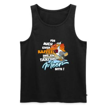 Möwe mit Kaffee und Taxi zum Meer, Moewe - Männer Premium Bio Tank Top - Schwarz - Vorne - AI Model Male 178 light (178cm)
