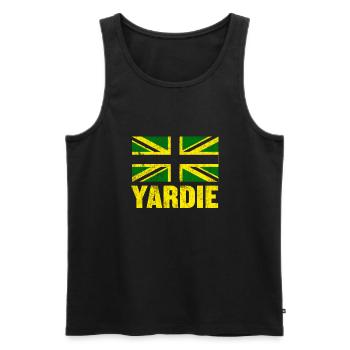 Yardie design - British Jamaican Clothing - Débardeur bio Premium Homme - noir - Devant - AI Model Male 178 light (178cm)
