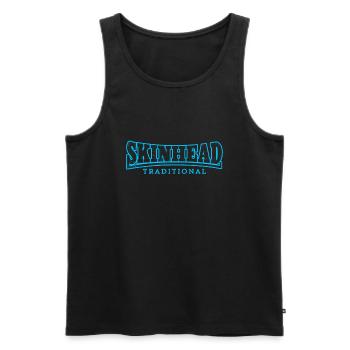 Traditional Skinhead print - Punks & Skins Ltd - Men's Premium Organic Tank Top - black - Front - AI Model Male 178 light (178cm)