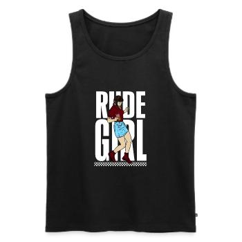 Rude Girl print | 1969 | Trojan Skinhead Clothing - Men's Premium Organic Tank Top - black - Front - AI Model Male 178 light (178cm)