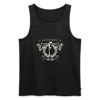 Crucified Skinhead product for Antiracist Trojan - Men's Premium Organic Tank Top - black - Front - AI Model Male 178 light (178cm)