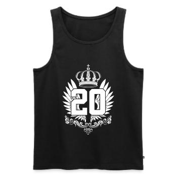 20E ANNIVERSAIRE 20 ANS - Débardeur bio Premium Homme - noir - Devant - AI Model Male 178 light (178cm)