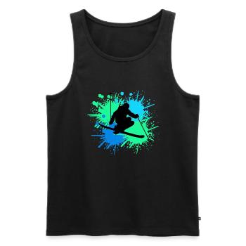 Skiing Splash - Men's Premium Organic Tank Top - black - Front - AI Model Male 178 light (178cm)