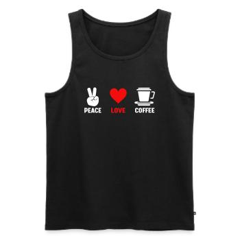 Frieden Liebe Kaffee - Männer Premium Bio Tank Top - Schwarz - Vorne - AI Model Male 178 light (178cm)