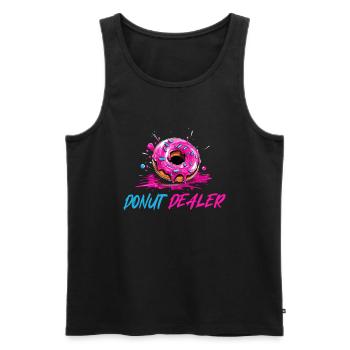 Pink Donut Dealer - Männer Premium Bio Tank Top - Schwarz - Vorne - AI Model Male 178 light (178cm)
