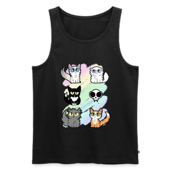 Huskatter und eine Schädelkarikatur - Männer Premium Bio Tank Top - Schwarz - Vorne - AI Model Male 178 light (178cm)