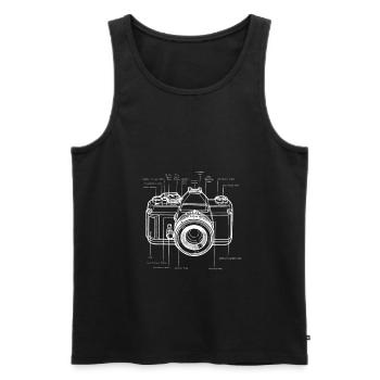 Kamera Diagram - Kamera Anatomie & Aufbau - Männer Premium Bio Tank Top - Schwarz - Vorne - AI Model Male 178 light (178cm)