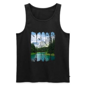 Lac vert - l’un des plus beaux endroits d’Autriche - Débardeur bio Premium Homme - noir - Devant - AI Model Male 178 light (178cm)